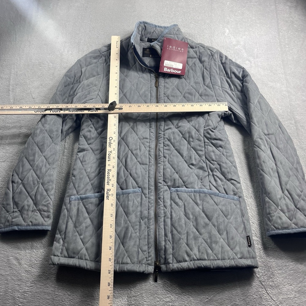 Barbour Malvern Saddlery LTD Quilted Jacket Womens Size 6 Light Blue NWT - Picture 7 of 9